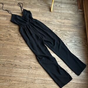 Ursula of Switzerland Vintage Jumpsuit Spaghetti Straps V-neck Black  6 EUC